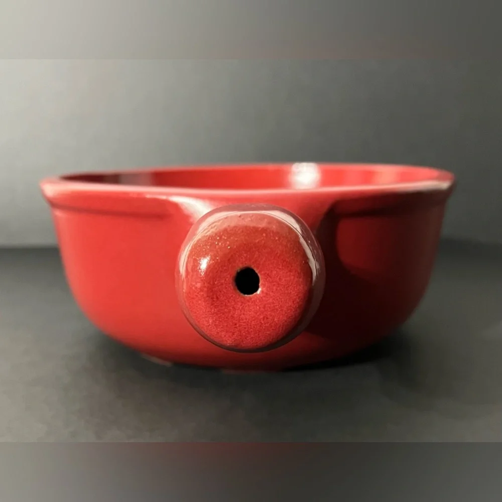 Emile Henry France Flame Red Stoneware Fondue Warming Pot 2.6Qt_4